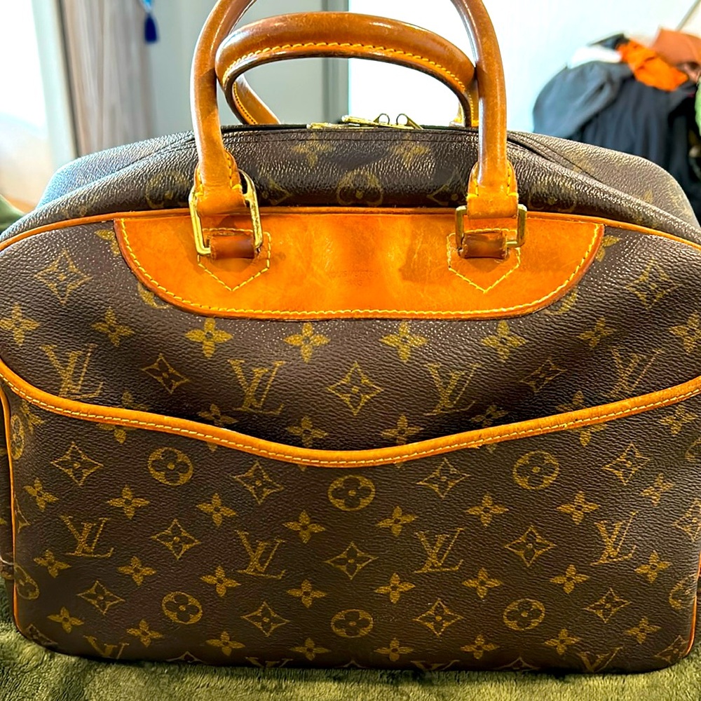 Auth LOUIS VUITTON Deauville Monogram Handbag Monogram Canvas#VU1927🤎🤎EUC